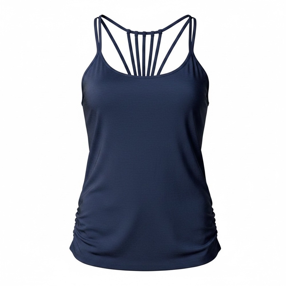 Athleta Navy Blue Ruched Strappy Tank Top Size XS